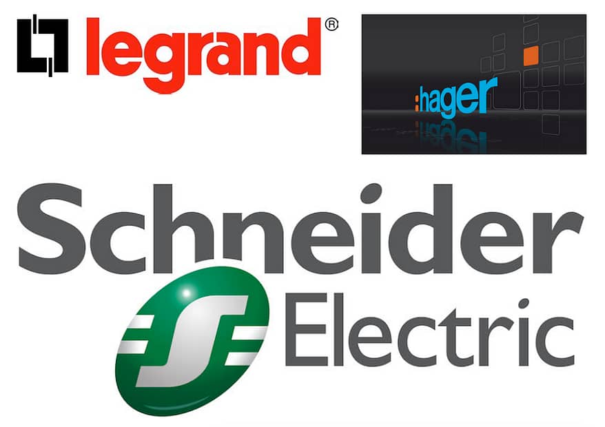 leaders en matériel électrique : Legrand, Hager, Schneider